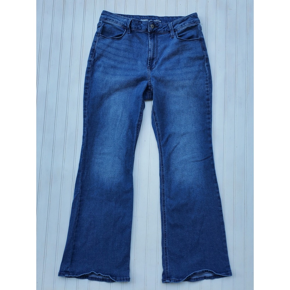 Old Navy High-Rise Wow Flare Jeans Womens 12 Medium Wash Stretch Denim Retro